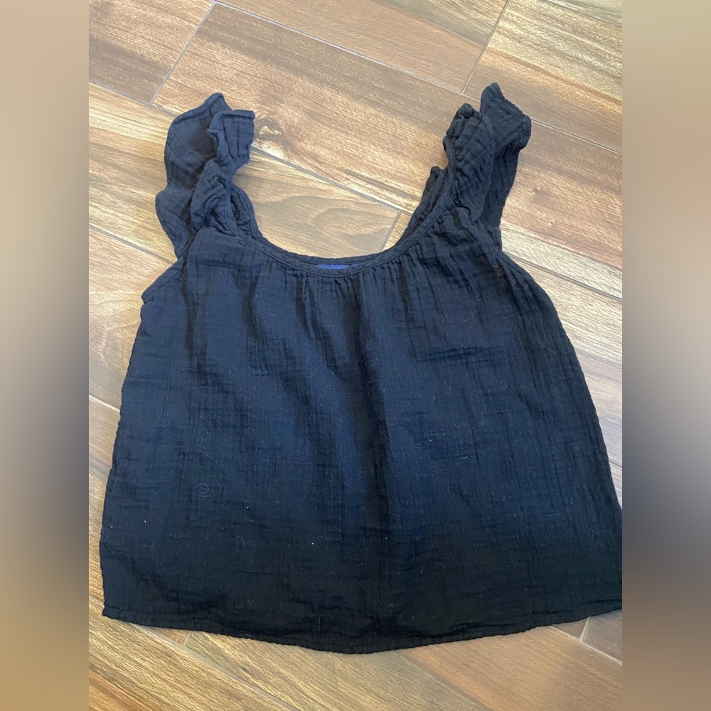 GAP Black Ruffled Crop Top - Picture 2 of 5